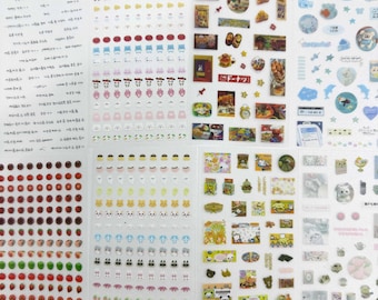 Lindo juego de pegatinas Kawaii, 10 hojas de pegatinas estéticas de dibujos animados para diarios, cuadernos, álbumes de recortes, manualidades y decoración diaria.
