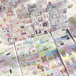 Söt klistermärkesset, 52 klistermärkesark, Kawaii djurklistermärken, Söta dagboksklistermärken, Scrapbookklistermärken, Planeringsdekoration