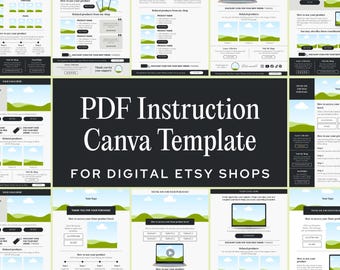 Etsy Seller Product Link Template, Digital Download Instructions Template for Etsy Sellers, Editable Canva Mockup, Digital Product Link