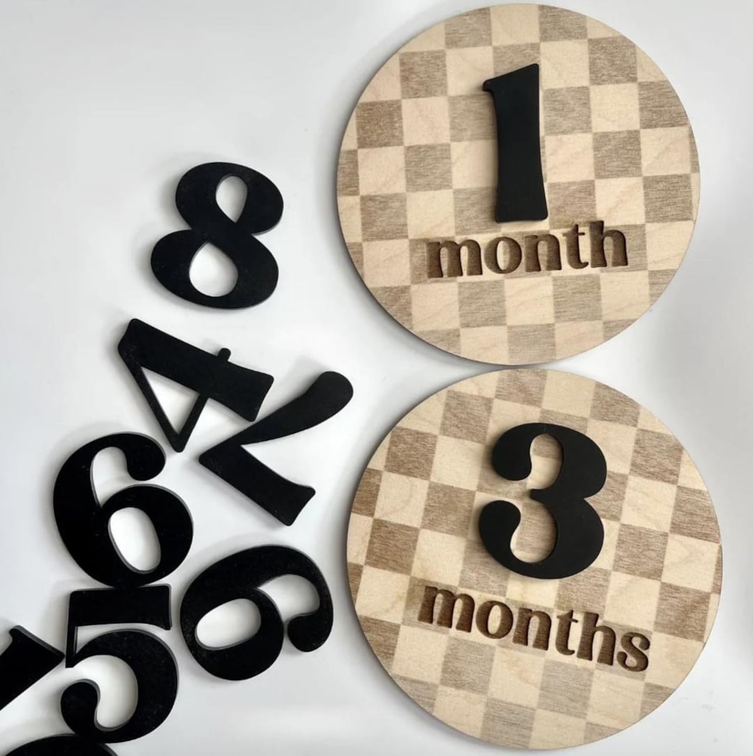 Milestone Baby Announcement Sign Birth Sign for Newborn Baby Checkered ...