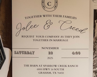 Western Wedding Invitation/Western Horseshoe Wedding Invite
