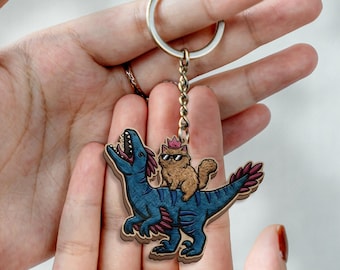 Princess Donut and Mongo Wooden Keychain,Dungeon Crawler Carl Gift,Fantasy Book Keychain,Reader Geeky Cat Lover gift,Donu Mongo Bookish Gift