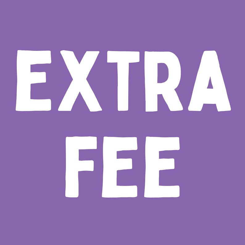 Pode incluir: Texto branco "EXTRA FEE" sobre fundo roxo. A fonte &eacute; em negrito e sem serifa. O texto est&aacute; centralizado e ocupa a maior parte da imagem, com um design simples e limpo.