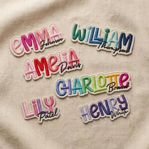 Personalized Name Patch for Backpack, Custom Embroidered Iron On Badge, Colorful Font Patch for Uniforms