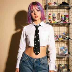 Pärl- och strassslips, damslipsar, konstnärliga slipsar för kvinnor, presenter för kvinnor, unisexslipsar, handgjorda specialtillverkade slipsar, skjortaccessoarer, kostymaccessoarer