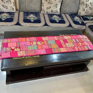 Blumentisch Boho Esstisch Dekor, Indischer Baumwolle Patchwork Läufer