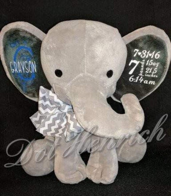 monogrammed stuffed elephant