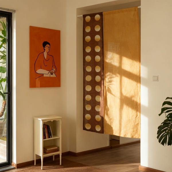 Japanese Noren Curtain • Plant-Dyed Linen Room Divider