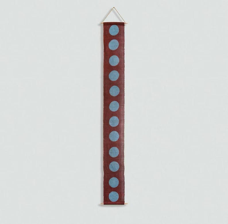 Handmade Ramie Noren Curtain – Plant-Dyed Polka Dot Doorway Divider image 11