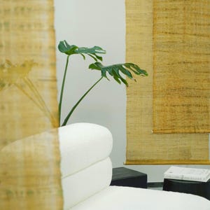 Handmade Ramie Noren Curtain | Golden Yellow Botanical Dye, Boho Decor (60cm Width) image 5