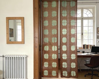 Handmade Plant Dyed Linen Noren Curtain, Japanese Doorway Divider