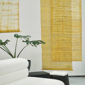 Handmade Ramie Noren Curtain | Golden Yellow Botanical Dye, Boho Decor (60cm Width) image 6