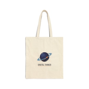 Borsa tote Orbital Thinker / Borsa tote in tela con toppa Missione Spaziale, Borsa Astronauta Pianeta, Regalo per Appassionati di Scienza, Borsa Riutilizzabile STEM