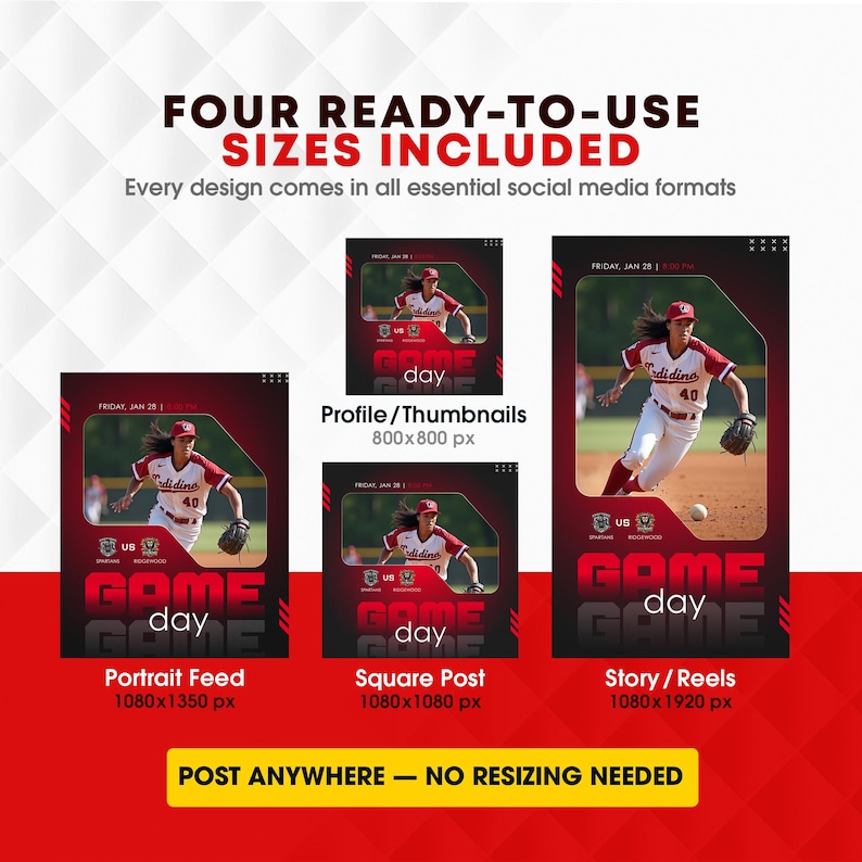 Baseball Social Media Templates Pack | Editable Canva Game Day & Player ...