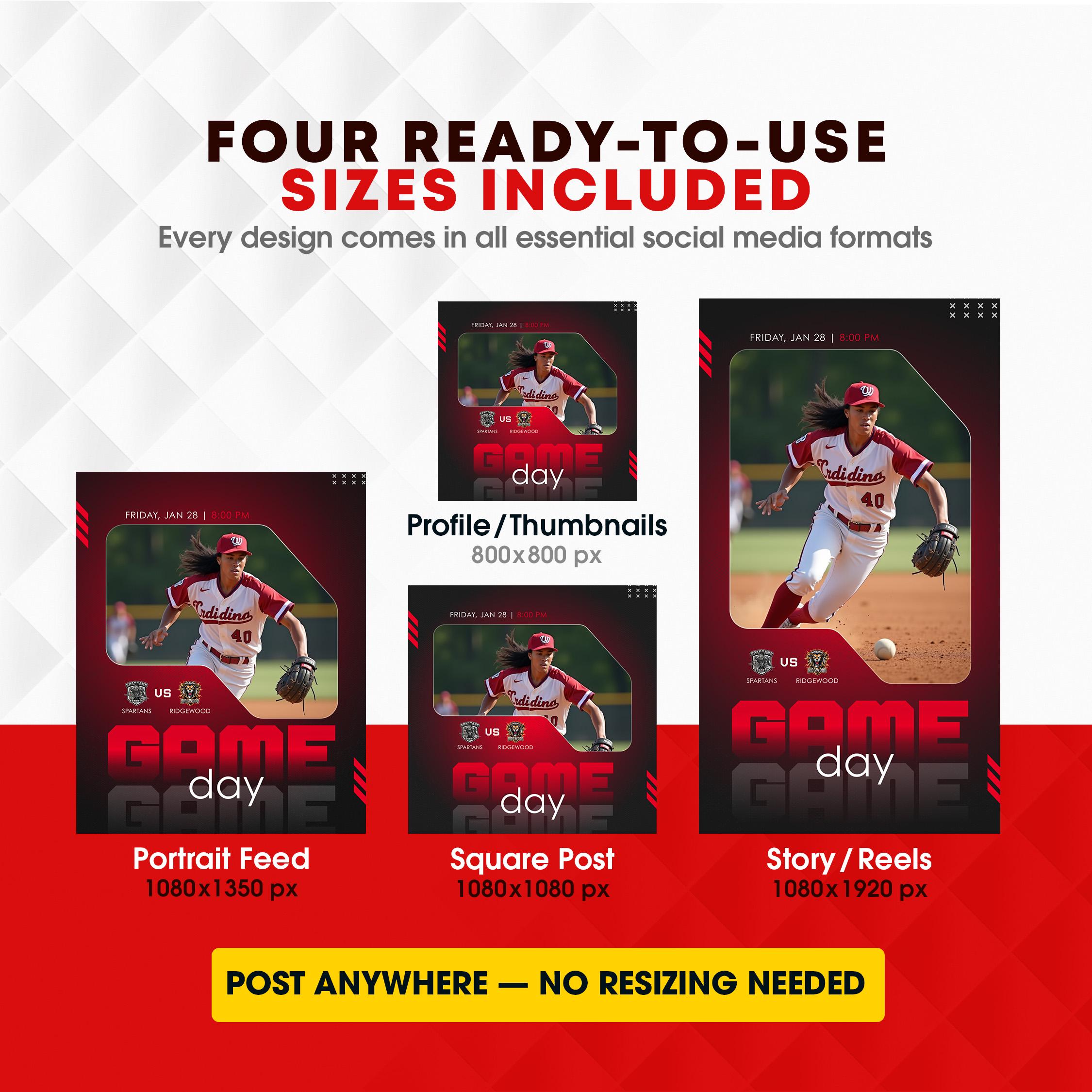 Baseball Social Media Templates Pack | Editable Canva Game Day & Player ...