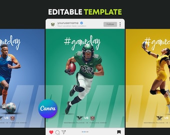 Social mediacanva-sjabloon gamedag | Bewerkbare sportsjabloon voor Instagram Facebook