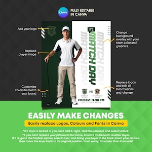Golf Social Media Template Pack | Editable Canva Designs for Match Day, Player Spotlight image 7