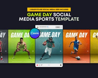 Sjabloon sociale media gamedag | Bewerkbare Canva-sportpost (digitaal)