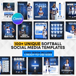 Softball Social Media Template Pack | Editable Canva Designs for Game Day, Player Spotlight