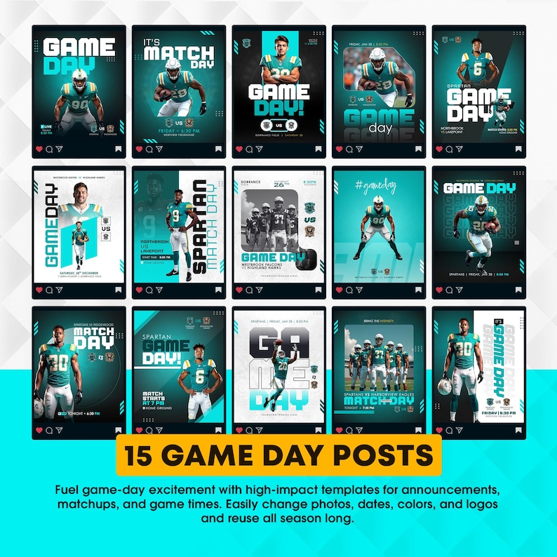 100+ Football Social Media Template Pack | Editable Canva Designs for ...