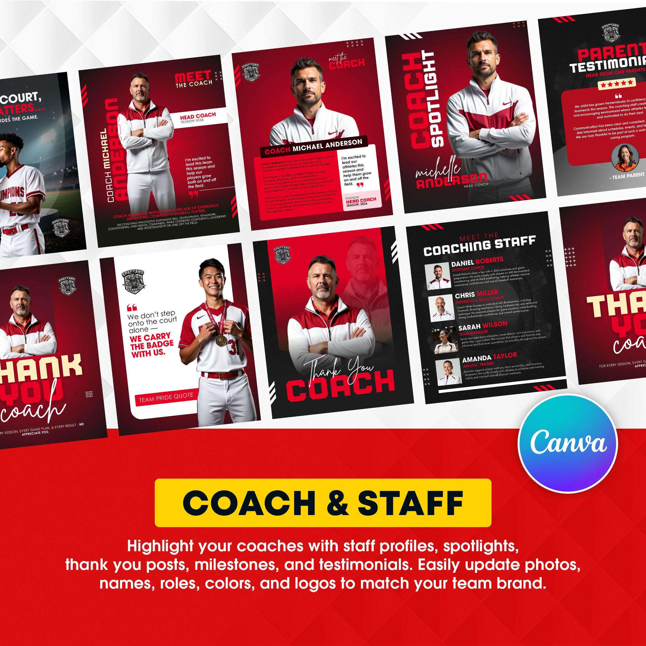 Baseball Social Media Templates Pack | Editable Canva Game Day & Player ...