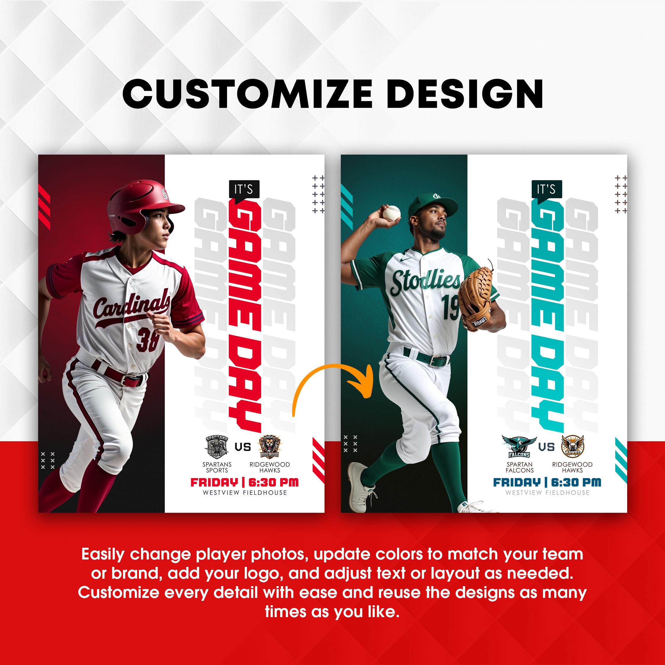 Baseball Social Media Templates Pack | Editable Canva Game Day & Player ...
