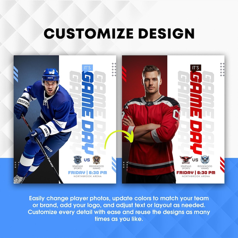 Hockey Social Media Templates | Editable Canva Game Day & Player ...