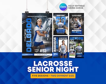 Sjabloon lacrosse seniorenavond poster bewerkbaar in canva | Seniorenposter: 18 x 24 24 x 36 inch