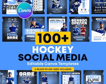 Hockey Social Media Templates | Editable Canva Game Day & Player Spotlight Posts