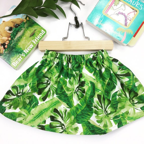 Palm Leaf Girls Skirt Hawaiian Skirt Toddler Skirt Etsy