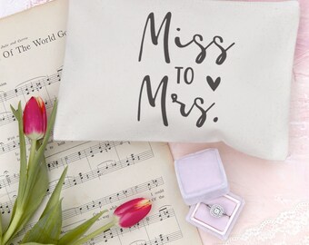 Miss to Mrs. Canvas Zipper Pouch | Bridesmaid Gift | Bridal Shower Gift | Bride Bag | Personalized Tote Bag
