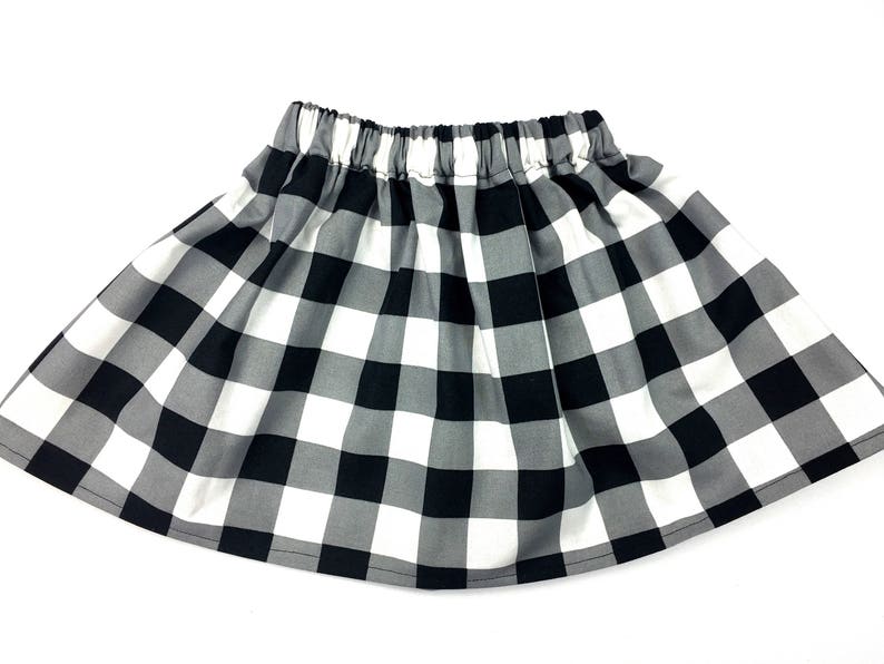 Black & White Buffalo Plaid Girls Skirt Etsy