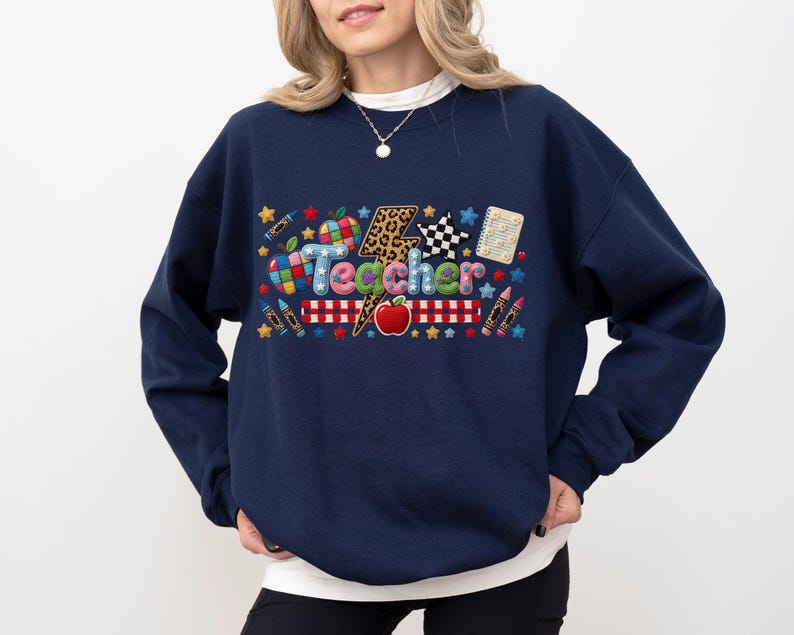 Sudadera de ganchillo con hilo sintético para profesor, sudadera con capucha sublimada para profesor, sudadera de agradecimiento al profesor, sudadera de vuelta al cole, vida de profesor imagen 4