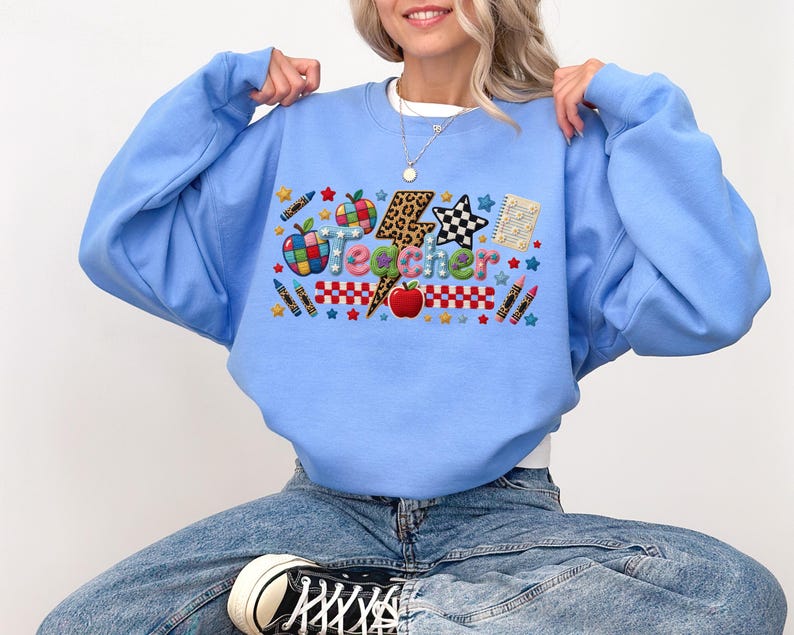 Sudadera de ganchillo con hilo sintético para profesor, sudadera con capucha sublimada para profesor, sudadera de agradecimiento al profesor, sudadera de vuelta al cole, vida de profesor imagen 5
