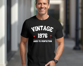 Camiseta vintage de 1976/Camiseta de 50 cumpleaños/Camiseta personalizada con el número del año 1976/Regalo de 50 cumpleaños