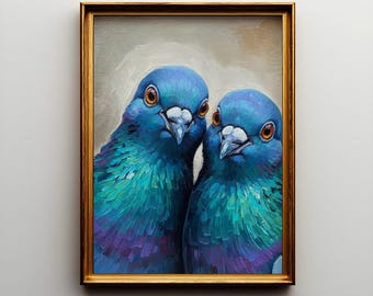 Divertido cuadro de paloma para pared, original lámina con retrato de pájaro, decoración moderna con animales.