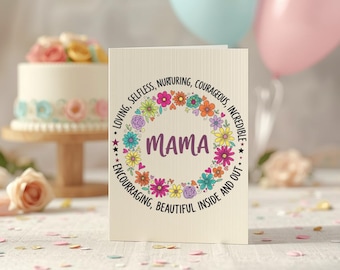 Boho floral Mama png, Mom Adjectives png, She Is Mom Cottagecore Design png, abstract floral, mothers day, mom shirt png