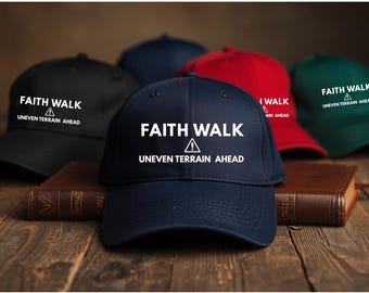 Gorra de béisbol cristiana bordada "Terreno desigual por delante" / Gorra de fe / Regalo religioso inspirador