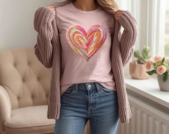 Corazón de San Valentín con cuerda retorcida PNG / Corazón de hilo sintético PNG / Coqueta de San Valentín PNG / Corazón de San Valentín PNG / Corazón texturizado