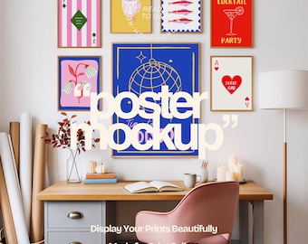 Set of 7 Frame Mockups Bundle | 3x4 Ratio Poster Mockup | Gallery Wall Art Display