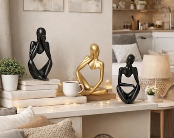 Abstract Thinker Resin Figurine Modern Minimalist Desk Sculpture Home Office Shelf Decor Gift Art
