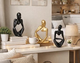Modern Abstract Thinker Resin Statue, Minimalist Home Decor