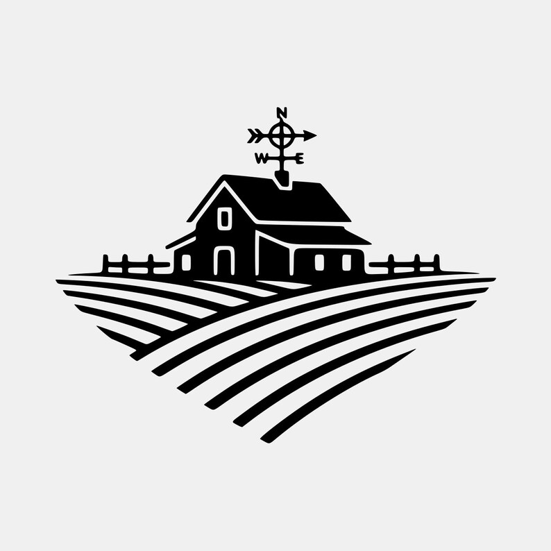 Svg Rural Area Prairie Farmhouse SVG, Rural Landscape Laser Cut File, Country Barn ...