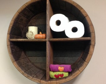 Wine barrel end display shelf