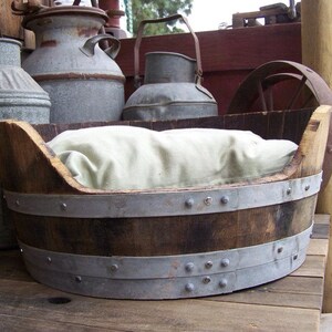 Authentic Oak wine or whiskey barrel pet bed image 3