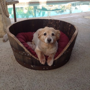 Authentic Oak wine or whiskey barrel pet bed image 5