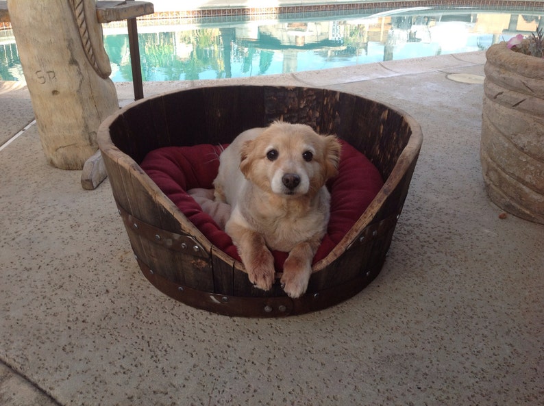 Authentic Oak wine or whiskey barrel pet bed image 5