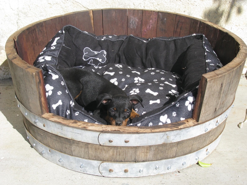 Authentic Oak wine or whiskey barrel pet bed image 2