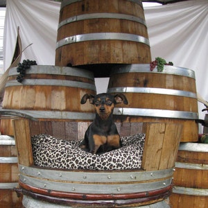 Authentic Oak wine or whiskey barrel pet bed