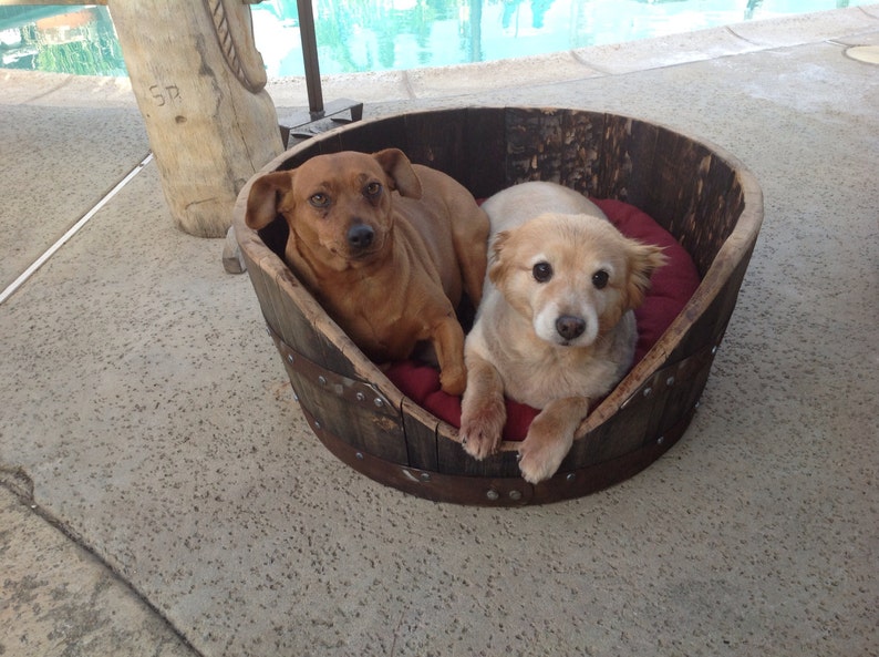 Authentic Oak wine or whiskey barrel pet bed image 4